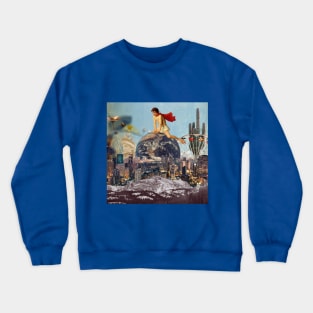 On The Pinnacle Top Of The World, Collage Surreal Art! Crewneck Sweatshirt